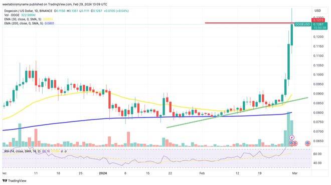马斯克一席话让狗狗币（DOGE）飙涨40%！公链“犬系”迷因币牛气冲天